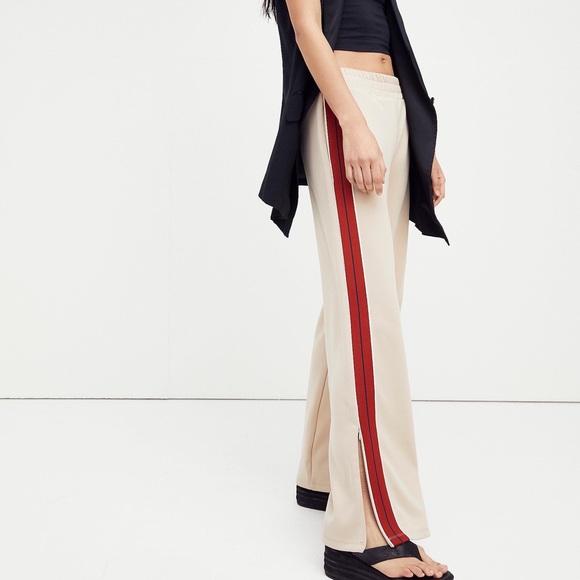 NWOT Free People Sophie Track Pants in Tan/Red Side Stripe Z413-7 - Picture 5 of 5